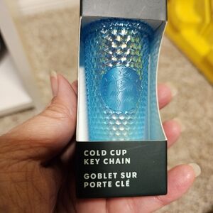 NEW Starbucks Aqua Blue Ombre Studded Cold Cup KeyChain